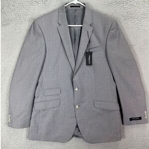 Kenneth Cole Sport Coat Blazer Adult 42L Grey Tuxedo 2-Button‎ Formal Mens NEW